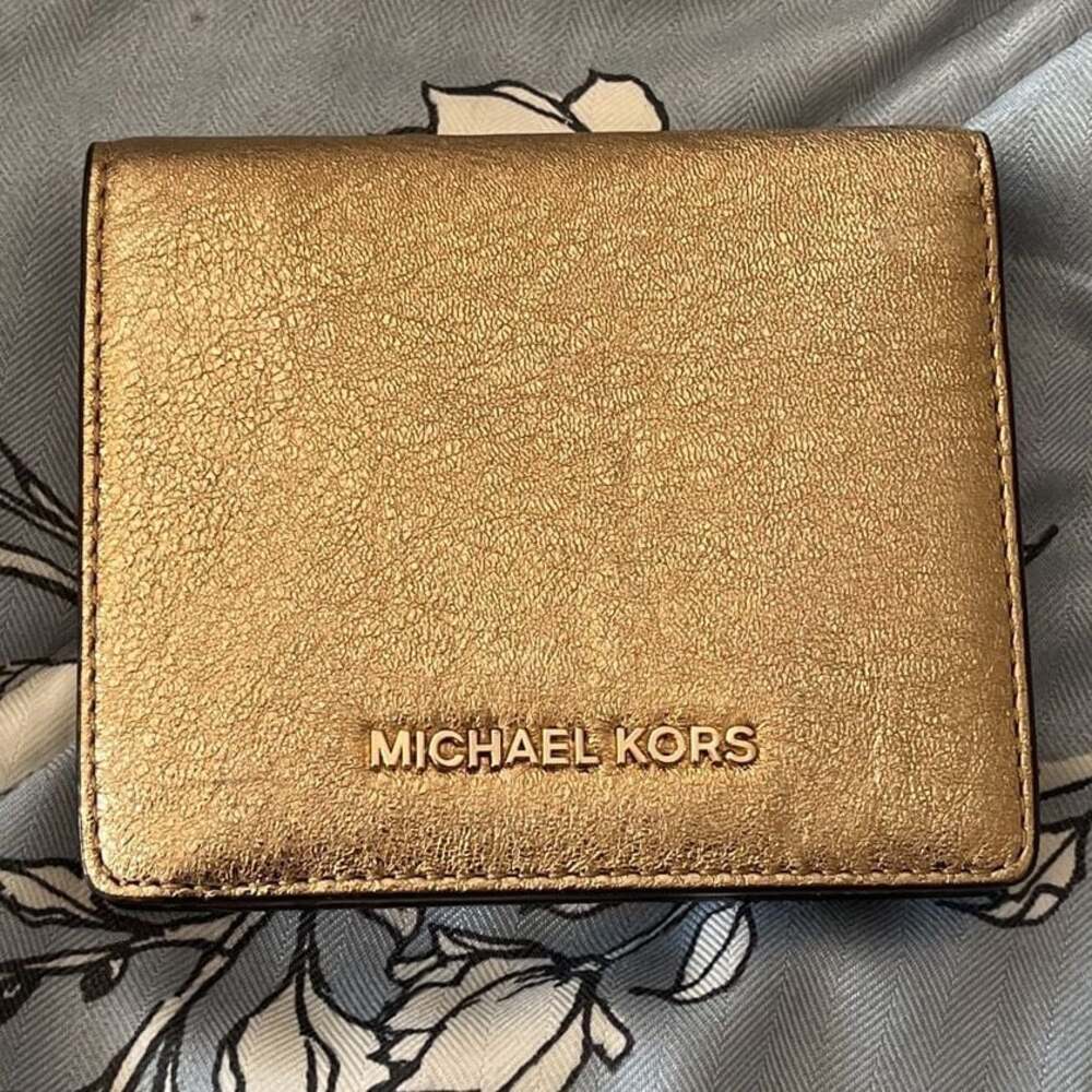 Michael Kors Metallic Gold Bifold Wallet - Small & Compact